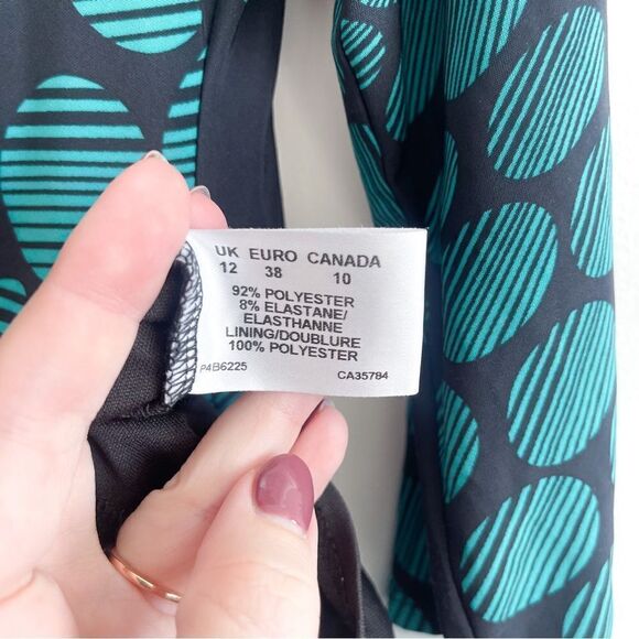 Precis Dress Black Stretchy Lined Ruching 3/4 Sleeves Women's 10 - Picture 4 of 9